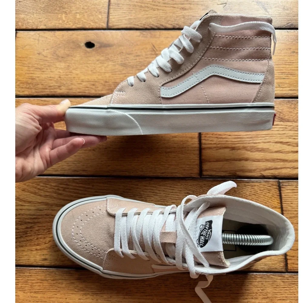Vans Sk8-Hi Sneakers Womens 8 Peach Pink High Top Suede Canvas Classic Shoes